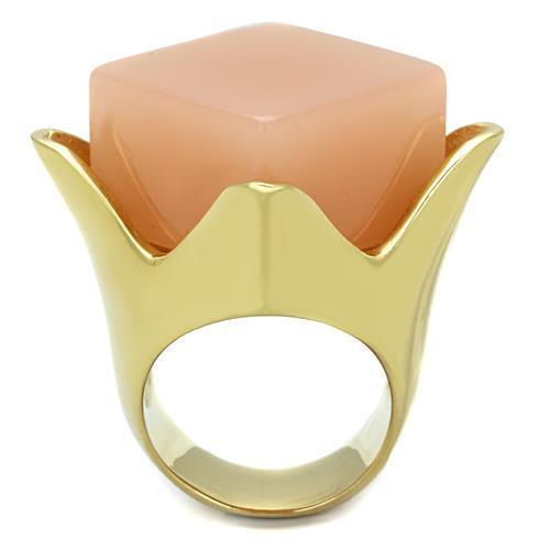 TK1730 - IP Gold(Ion Plating) Stainless Steel Ring with Synthetic Synthetic Stone in Light Rose-2