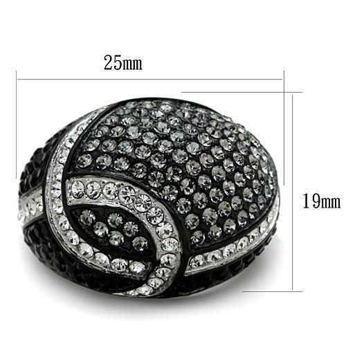 TK1733 - Two-Tone IP Black Stainless Steel Ring with Top Grade Crystal  in Black Diamond-1