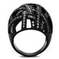 TK1734 - IP Black(Ion Plating) Stainless Steel Ring with AAA Grade CZ  in Clear-2