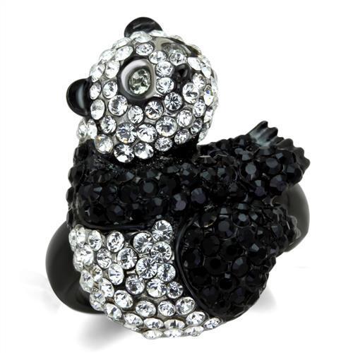 TK1735 - Two-Tone IP Black Stainless Steel Ring with Top Grade Crystal  in Black Diamond-4