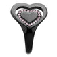 TK1737 - IP Black(Ion Plating) Stainless Steel Ring with Top Grade Crystal  in Light Rose-3