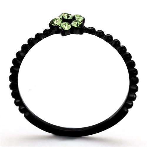 TK1739 - IP Black(Ion Plating) Stainless Steel Ring with Top Grade Crystal  in Peridot-2