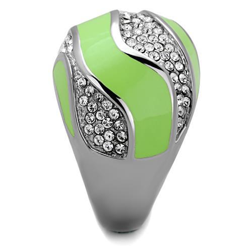 TK1741 - High polished (no plating) Stainless Steel Ring with Top Grade Crystal  in Clear-3