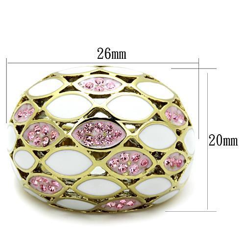 TK1742 - IP Gold(Ion Plating) Stainless Steel Ring with Top Grade Crystal  in Light Rose-1