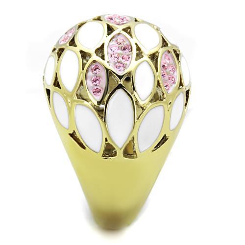 TK1742 - IP Gold(Ion Plating) Stainless Steel Ring with Top Grade Crystal  in Light Rose-3