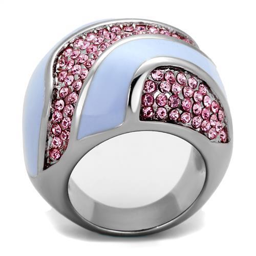 TK1744 - High polished (no plating) Stainless Steel Ring with Top Grade Crystal  in Light Rose-2