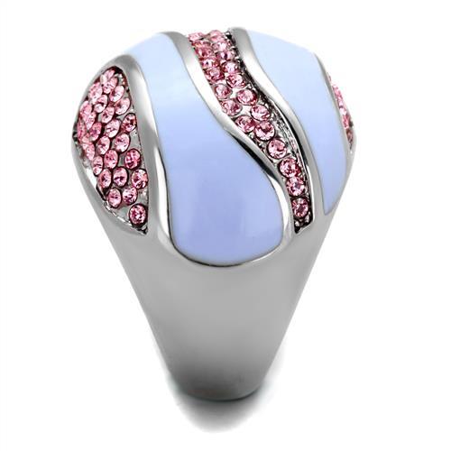 TK1744 - High polished (no plating) Stainless Steel Ring with Top Grade Crystal  in Light Rose-3