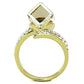TK1745 - IP Gold(Ion Plating) Stainless Steel Ring with Top Grade Crystal  in Champagne-2