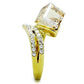 TK1745 - IP Gold(Ion Plating) Stainless Steel Ring with Top Grade Crystal  in Champagne-3
