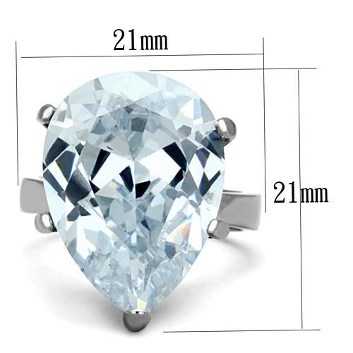 TK1750 - High polished (no plating) Stainless Steel Ring with AAA Grade CZ  in Clear-1
