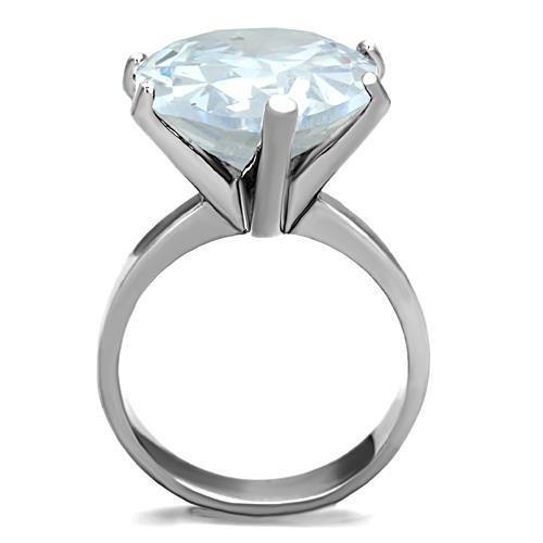 TK1750 - High polished (no plating) Stainless Steel Ring with AAA Grade CZ  in Clear-2