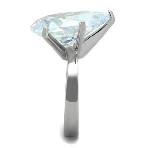 TK1750 - High polished (no plating) Stainless Steel Ring with AAA Grade CZ  in Clear-3