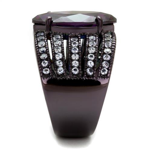 TK1752DC - IP Dark Brown (IP coffee) Stainless Steel Ring with AAA Grade CZ  in Amethyst-3