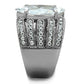 TK1752 - High polished (no plating) Stainless Steel Ring with AAA Grade CZ  in Clear-3
