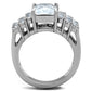 TK1753 - High polished (no plating) Stainless Steel Ring with AAA Grade CZ  in Clear-2