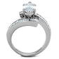 TK1754 - High polished (no plating) Stainless Steel Ring with AAA Grade CZ  in Clear-2
