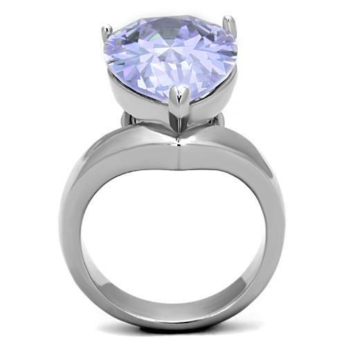 TK1755 - High polished (no plating) Stainless Steel Ring with AAA Grade CZ  in Light Amethyst-2