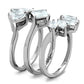 TK1756 - High polished (no plating) Stainless Steel Ring with AAA Grade CZ  in Clear-3