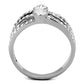 TK1758 - High polished (no plating) Stainless Steel Ring with Top Grade Crystal  in Clear-2