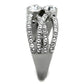 TK1758 - High polished (no plating) Stainless Steel Ring with Top Grade Crystal  in Clear-3