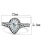 TK1759 - High polished (no plating) Stainless Steel Ring with AAA Grade CZ  in Clear-1
