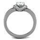 TK1759 - High polished (no plating) Stainless Steel Ring with AAA Grade CZ  in Clear-2