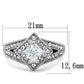 TK1760 - High polished (no plating) Stainless Steel Ring with AAA Grade CZ  in Clear-1