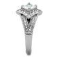 TK1760 - High polished (no plating) Stainless Steel Ring with AAA Grade CZ  in Clear-3