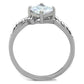 TK1761 - High polished (no plating) Stainless Steel Ring with AAA Grade CZ  in Clear-2