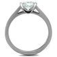 TK1763 - High polished (no plating) Stainless Steel Ring with AAA Grade CZ  in Clear-2