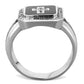 TK1766 - High polished (no plating) Stainless Steel Ring with AAA Grade CZ  in Clear-2