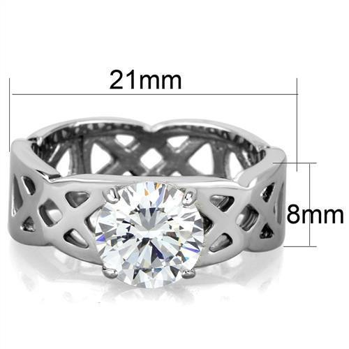TK1772 - High polished (no plating) Stainless Steel Ring with AAA Grade CZ  in Clear-1