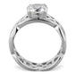 TK1772 - High polished (no plating) Stainless Steel Ring with AAA Grade CZ  in Clear-2