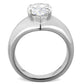 TK1774 - High polished (no plating) Stainless Steel Ring with AAA Grade CZ  in Clear-2