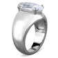 TK1774 - High polished (no plating) Stainless Steel Ring with AAA Grade CZ  in Clear-3