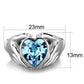 TK1775 - High polished (no plating) Stainless Steel Ring with Top Grade Crystal  in Sea Blue-1
