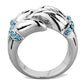 TK1779 - High polished (no plating) Stainless Steel Ring with Top Grade Crystal  in Sapphire-2