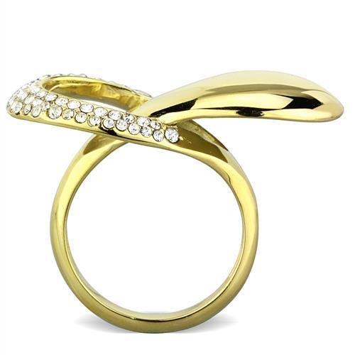 TK1782 - IP Gold(Ion Plating) Stainless Steel Ring with Top Grade Crystal  in Clear-2