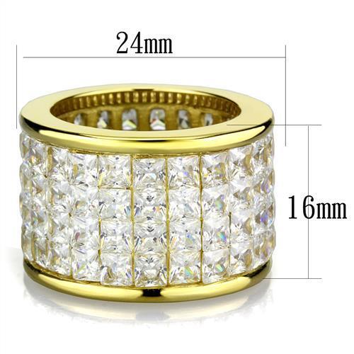 TK1783 - IP Gold(Ion Plating) Stainless Steel Ring with AAA Grade CZ  in Clear-1