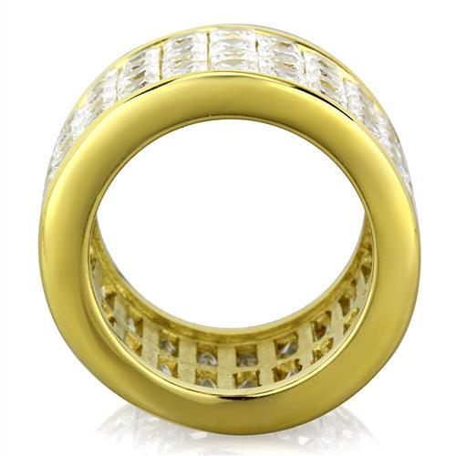 TK1783 - IP Gold(Ion Plating) Stainless Steel Ring with AAA Grade CZ  in Clear-2