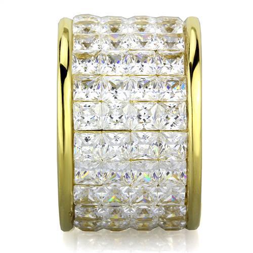 TK1783 - IP Gold(Ion Plating) Stainless Steel Ring with AAA Grade CZ  in Clear-3