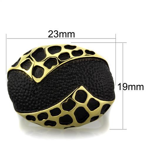 TK1784 - IP Gold(Ion Plating) Stainless Steel Ring with Epoxy  in Jet-1