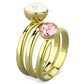 TK1785 - IP Gold(Ion Plating) Stainless Steel Ring with Top Grade Crystal  in White-3