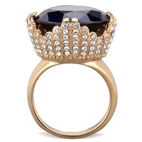 TK1786 - IP Rose Gold(Ion Plating) Stainless Steel Ring with AAA Grade CZ  in Amethyst-2