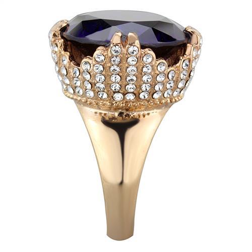 TK1786 - IP Rose Gold(Ion Plating) Stainless Steel Ring with AAA Grade CZ  in Amethyst-3