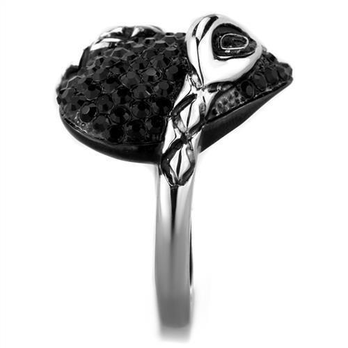 TK1788 - Two-Tone IP Black (Ion Plating) Stainless Steel Ring with Top Grade Crystal  in Jet-3