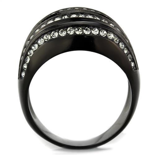 TK1789 - IP Black(Ion Plating) Stainless Steel Ring with Top Grade Crystal  in Black Diamond-2