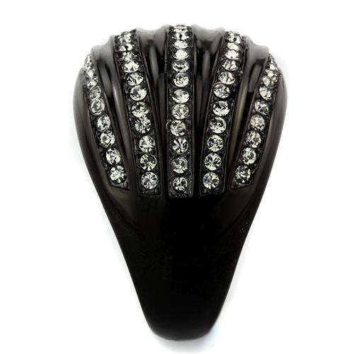 TK1789 - IP Black(Ion Plating) Stainless Steel Ring with Top Grade Crystal  in Black Diamond-3