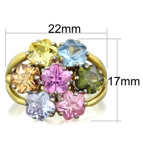 TK1791 - Two-Tone IP Gold (Ion Plating) Stainless Steel Ring with Assorted  in Multi Color-1