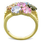 TK1791 - Two-Tone IP Gold (Ion Plating) Stainless Steel Ring with Assorted  in Multi Color-2